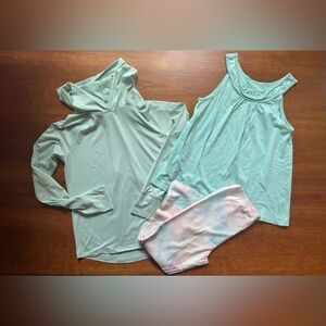 Tek Gear Hooded Shirt/ leggings and sleeveless Top youth size 14